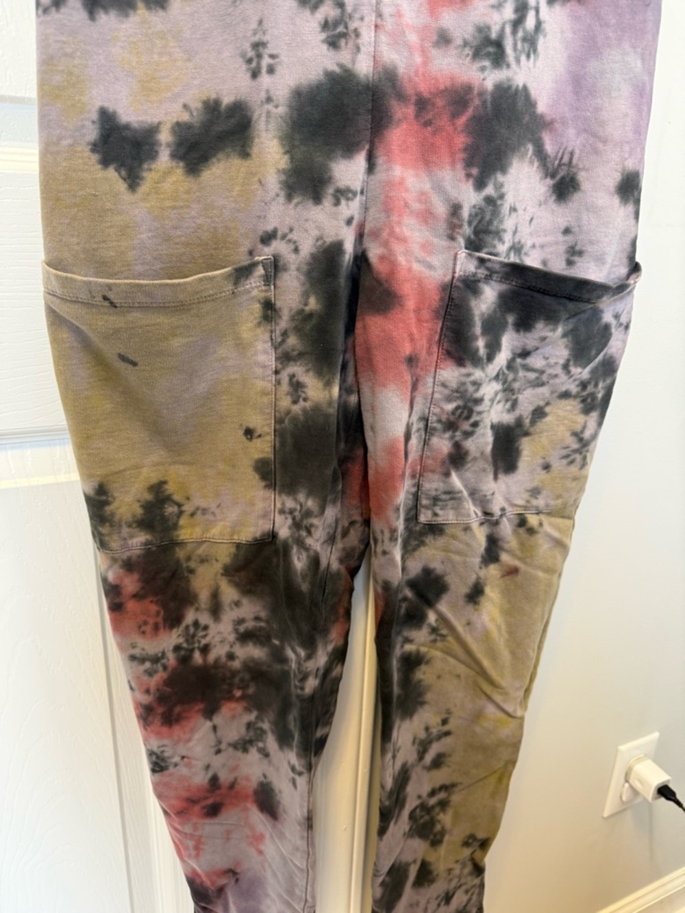 Organic Cotton Sleeveless Tie-Dye Jumpsuit in Purplish Gray, Black Green & Pink - Picture 6 of 10